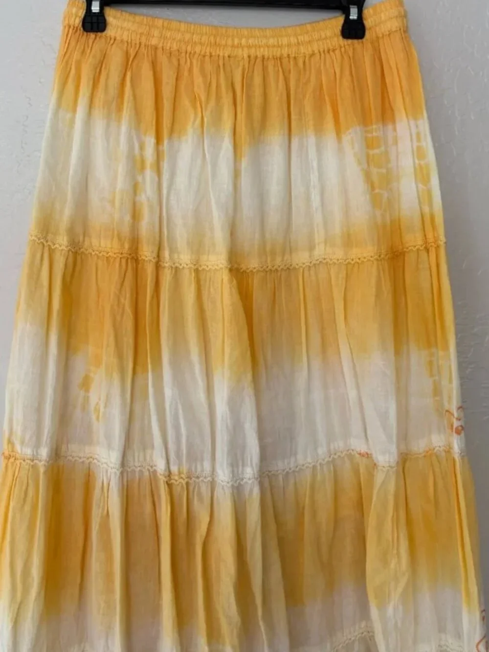 Yellow and White NWT Tie Dye Coconut Republic Size Medium Vintage Maxi Skirt